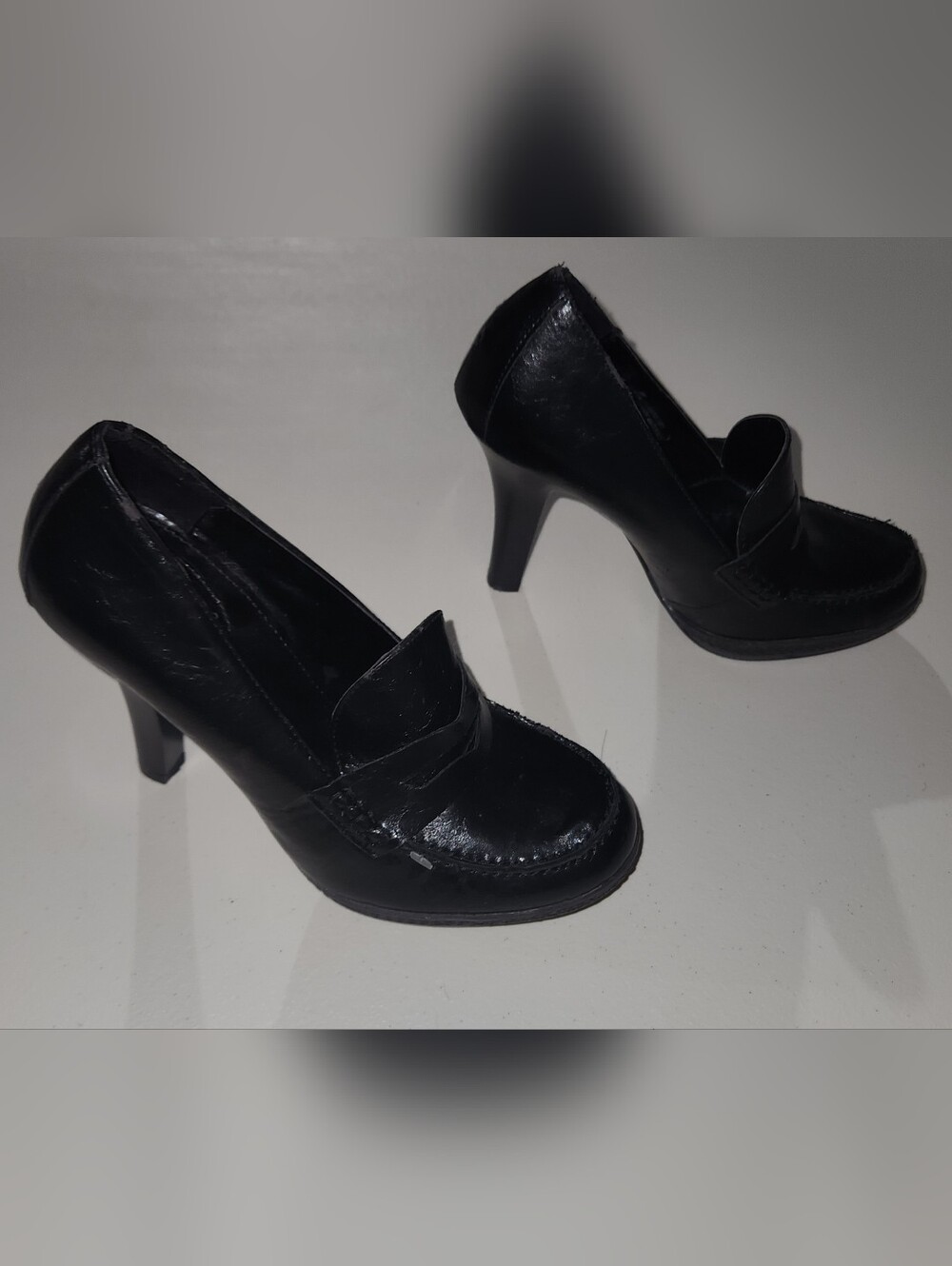 Studio Paolo Black Faux Leather Heels Size 8